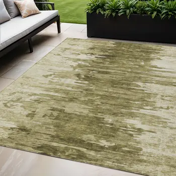 5' X 8' Brown Taupe And Beige Abstract Washable Indoor Outdoor Area Rug