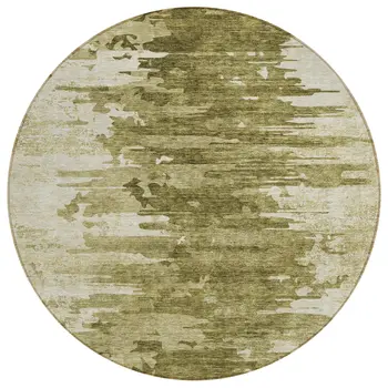 8' Brown Taupe And Beige Round Abstract Washable Indoor Outdoor Area Rug
