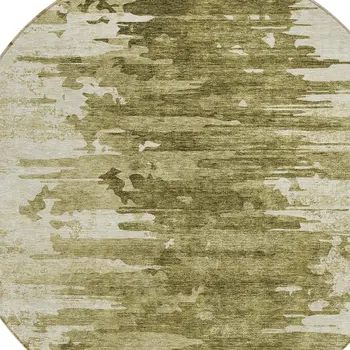 8' Brown Taupe And Beige Round Abstract Washable Indoor Outdoor Area Rug