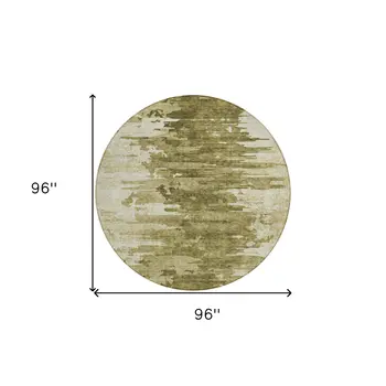 8' Brown Taupe And Beige Round Abstract Washable Indoor Outdoor Area Rug