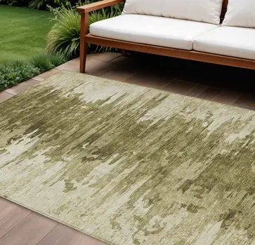 10' X 14' Brown Taupe And Beige Abstract Washable Indoor Outdoor Area Rug
