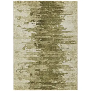 10' X 14' Brown Taupe And Beige Abstract Washable Indoor Outdoor Area Rug