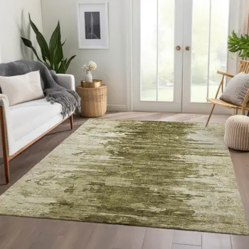 10' X 14' Brown Taupe And Beige Abstract Washable Indoor Outdoor Area Rug