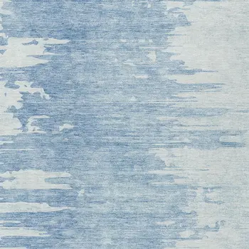 3' X 5' Sky Blue And Denim Blue Abstract Washable Indoor Outdoor Area Rug