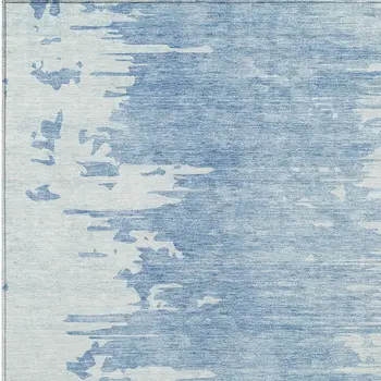 5' X 8' Sky Blue And Denim Blue Abstract Washable Indoor Outdoor Area Rug