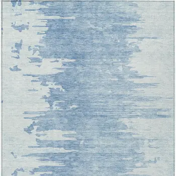 8' X 10' Sky Blue And Denim Blue Abstract Washable Indoor Outdoor Area Rug