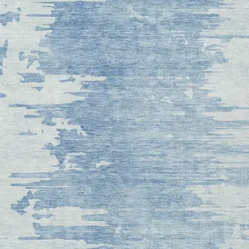 8' X 10' Sky Blue And Denim Blue Abstract Washable Indoor Outdoor Area Rug