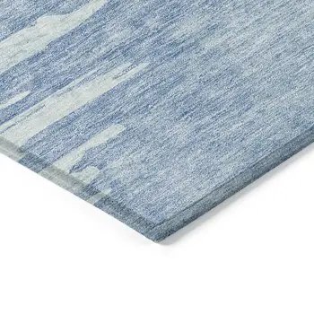 9' X 12' Sky Blue And Denim Blue Abstract Washable Indoor Outdoor Area Rug