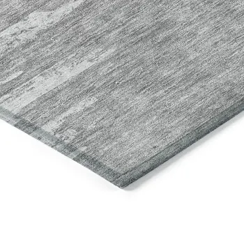8' Silver Gray And Ivory Round Abstract Washable Indoor Outdoor Area Rug