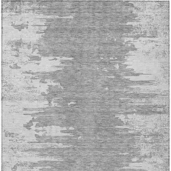 8' X 10' Silver Gray And Ivory Abstract Washable Indoor Outdoor Area Rug