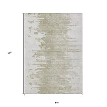 5' X 8' Taupe Beige And Tan Abstract Washable Indoor Outdoor Area Rug