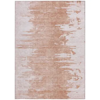 3' X 5' Terra Cotta Salmon And Copper Abstract Washable Indoor Outdoor Area Rug