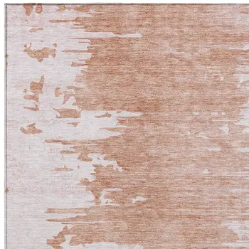 3' X 5' Terra Cotta Salmon And Copper Abstract Washable Indoor Outdoor Area Rug
