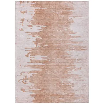 10' X 14' Terra Cotta Salmon And Copper Abstract Washable Indoor Outdoor Area Rug