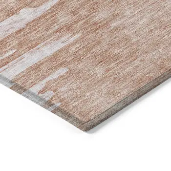 10' X 14' Terra Cotta Salmon And Copper Abstract Washable Indoor Outdoor Area Rug
