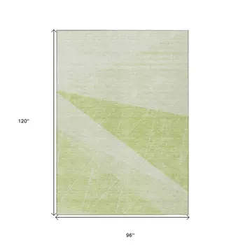 8' X 10' Mint Green And Ivory Geometric Washable Indoor Outdoor Area Rug