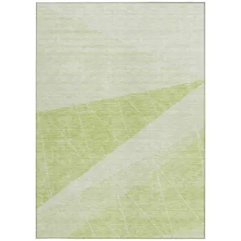 9' X 12' Mint Green And Ivory Geometric Washable Indoor Outdoor Area Rug