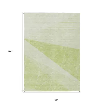 9' X 12' Mint Green And Ivory Geometric Washable Indoor Outdoor Area Rug