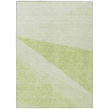 9' X 12' Mint Green And Ivory Geometric Washable Indoor Outdoor Area Rug