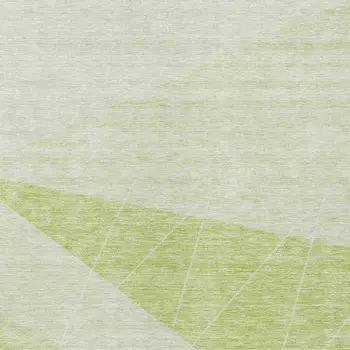 9' X 12' Mint Green And Ivory Geometric Washable Indoor Outdoor Area Rug
