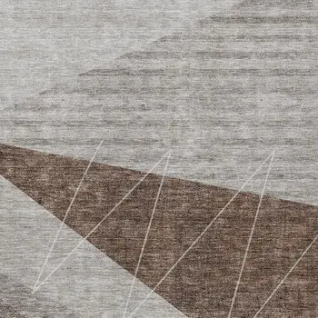 5' X 8' Gray Silver And Taupe Geometric Washable Indoor Outdoor Area Rug