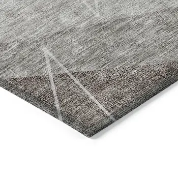 9' X 12' Gray Silver And Taupe Geometric Washable Indoor Outdoor Area Rug