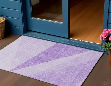 3' X 5' Lavender And Purple Geometric Washable Indoor Outdoor Area Rug
