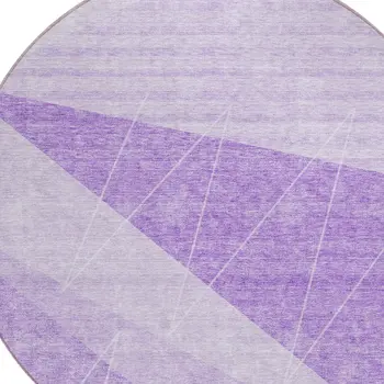 8' Lavender And Purple Round Geometric Washable Indoor Outdoor Area Rug