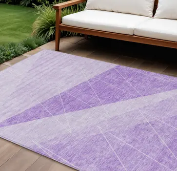 8' X 10' Lavender And Purple Geometric Washable Indoor Outdoor Area Rug