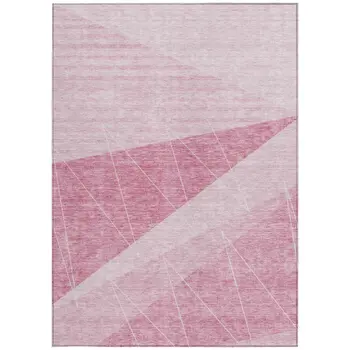 3' X 5' Pink Mauve And Blush Geometric Washable Indoor Outdoor Area Rug