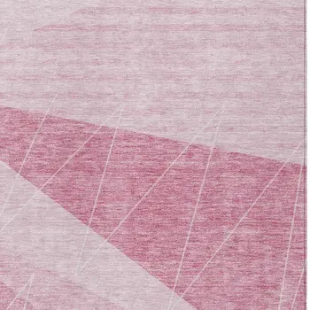 3' X 5' Pink Mauve And Blush Geometric Washable Indoor Outdoor Area Rug