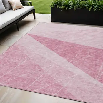 5' X 8' Pink Mauve And Blush Geometric Washable Indoor Outdoor Area Rug