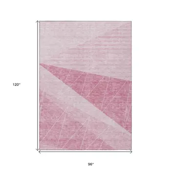 8' X 10' Pink Mauve And Blush Geometric Washable Indoor Outdoor Area Rug