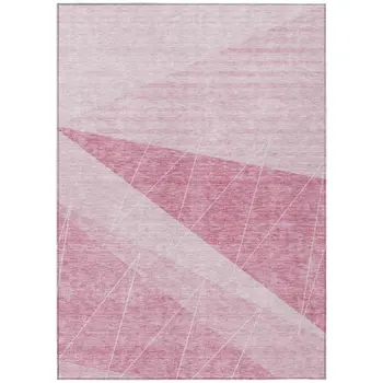 8' X 10' Pink Mauve And Blush Geometric Washable Indoor Outdoor Area Rug