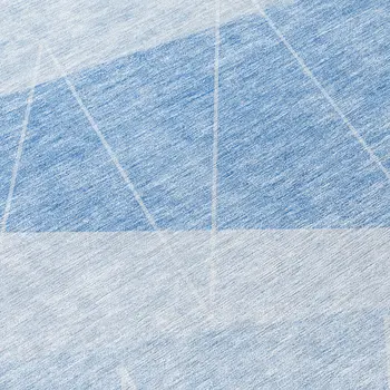 8' Sky Blue And Denim Blue Round Geometric Washable Indoor Outdoor Area Rug