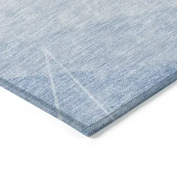 9' X 12' Sky Blue And Denim Blue Geometric Washable Indoor Outdoor Area Rug
