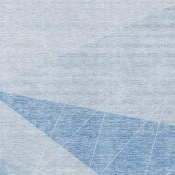 9' X 12' Sky Blue And Denim Blue Geometric Washable Indoor Outdoor Area Rug