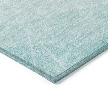 5' X 8' Teal Blue Aqua And Ivory Geometric Washable Indoor Outdoor Area Rug