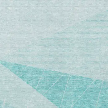 8' X 10' Teal Blue Aqua And Ivory Geometric Washable Indoor Outdoor Area Rug