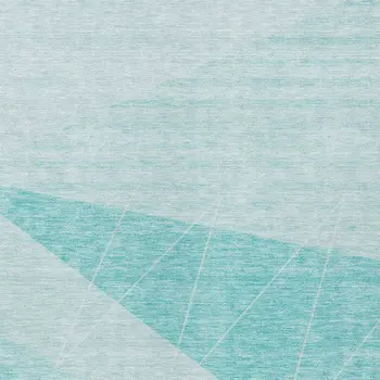 9' X 12' Teal Blue Aqua And Ivory Geometric Washable Indoor Outdoor Area Rug