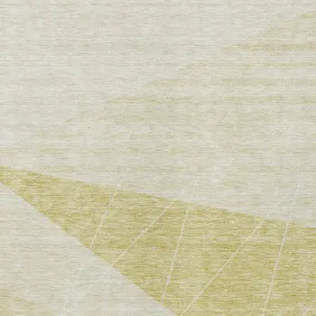 8' X 10' Wheat Gold And Ivory Geometric Washable Indoor Outdoor Area Rug