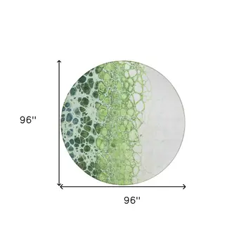 8' Green And Mint Green Round Abstract Washable Indoor Outdoor Area Rug