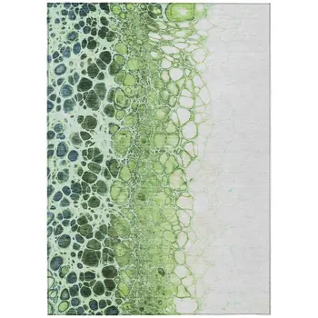8' X 10' Green And Mint Green Abstract Washable Indoor Outdoor Area Rug