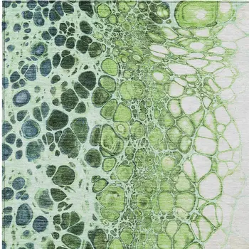 8' X 10' Green And Mint Green Abstract Washable Indoor Outdoor Area Rug