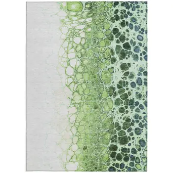 9' X 12' Green And Mint Green Abstract Washable Indoor Outdoor Area Rug