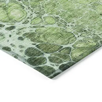 9' X 12' Green And Mint Green Abstract Washable Indoor Outdoor Area Rug