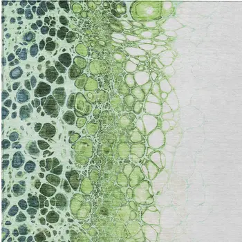 10' X 14' Green And Mint Green Abstract Washable Indoor Outdoor Area Rug