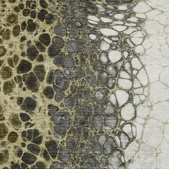 8' X 10' Beige Taupe And Chocolate Abstract Washable Indoor Outdoor Area Rug