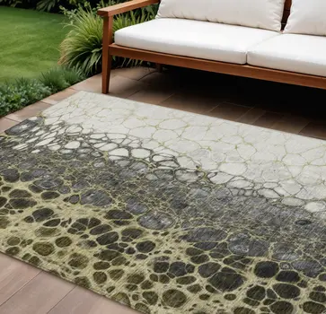 9' X 12' Beige Taupe And Chocolate Abstract Washable Indoor Outdoor Area Rug