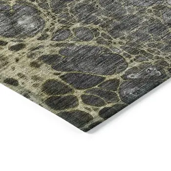 9' X 12' Beige Taupe And Chocolate Abstract Washable Indoor Outdoor Area Rug